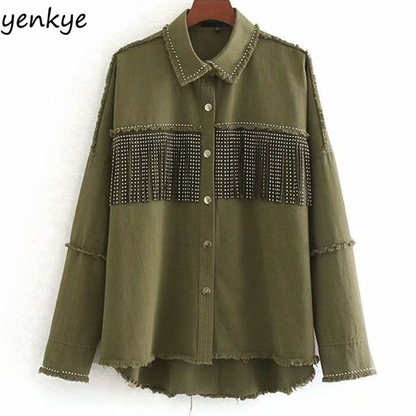 2019 women army green tassel jacket female long sleeve lapel collar vintage oversize coat autumn jacket chaqueta mujer, Black;brown
2019 women army green tassel jacket female long sleeve lapel collar vintage oversize coat autumn jacket chaqueta mujer, Black;brown