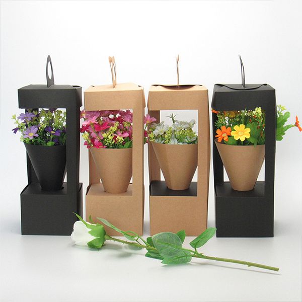 flowers packaging gift boxes kraft paper floral packing box with handle black/brown color
flowers packaging gift boxes kraft paper floral packing box with handle black/brown color