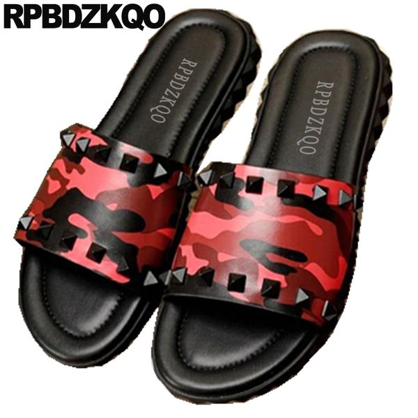 native genuine leather stud rivet camouflage shoes men red slides sandals slippers size 45 large, Black
native genuine leather stud rivet camouflage shoes men red slides sandals slippers size 45 large, Black