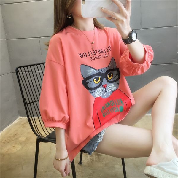 summer style good quality cotton loose cat printed round collar short sleeve t-shirt female summer style good quality cotton loose cat print, White
summer style good quality cotton loose cat printed round collar short sleeve t-shirt female summer style good quality cotton loose cat print, White