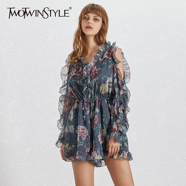 twotwinstyle summer print women's playsuits v neck flare sleeve off shoulder high waist slim lace up playsuit female fashion new, Black;white
twotwinstyle summer print women's playsuits v neck flare sleeve off shoulder high waist slim lace up playsuit female fashion new, Black;white