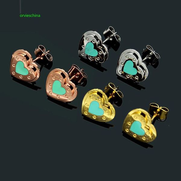 

2020 designer wholesale explosions t letter green nectarine heart earrings ladies selling heart earrings