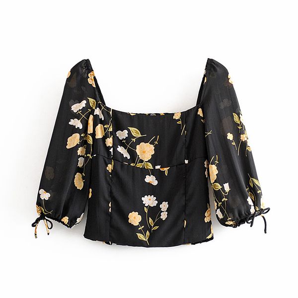 women's print shirt spring summer retro printed square collar drawstring lacing three quarter 2020 new short shirt ml813, White
women's print shirt spring summer retro printed square collar drawstring lacing three quarter 2020 new short shirt ml813, White