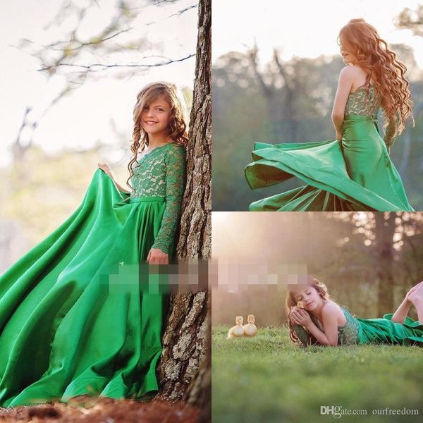 2019 new green one long sleeve flower girls dresses lace elastic silk like satin first communion dresses girls pageant gowns custom made, White;blue
2019 new green one long sleeve flower girls dresses lace elastic silk like satin first communion dresses girls pageant gowns custom made, White;blue