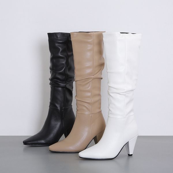 women's winter boots thick high heels long boots square head slip on spring autumn shoes woman europe fashion knee high, Black
women's winter boots thick high heels long boots square head slip on spring autumn shoes woman europe fashion knee high, Black