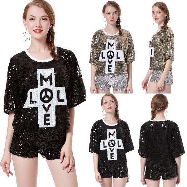 loose short-sleeved t-shirt personalized female fashion t-shirt sequins nightclub hip-hop new cross ha performance sequins top, White
loose short-sleeved t-shirt personalized female fashion t-shirt sequins nightclub hip-hop new cross ha performance sequins top, White