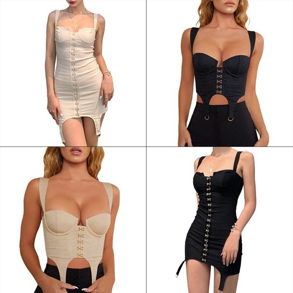 2020 women vintage sleeveless corset crop hook eye closure front solid color backless bodycon mini dress party clubwear, White
2020 women vintage sleeveless corset crop hook eye closure front solid color backless bodycon mini dress party clubwear, White