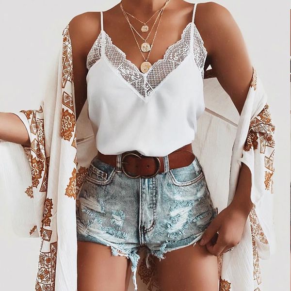 2019 fashion summer chiffon printing women's tank england style lace v-neck sleeveless camis tank, White
2019 fashion summer chiffon printing women's tank england style lace v-neck sleeveless camis tank, White