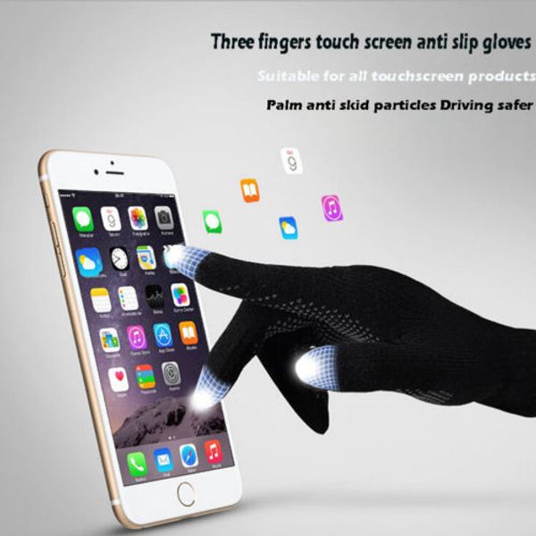 

мужчины женщины волшебные перчатки с сенсорным экраном смартфон планшет зимние теплые вязаные варежки, Blue;gray