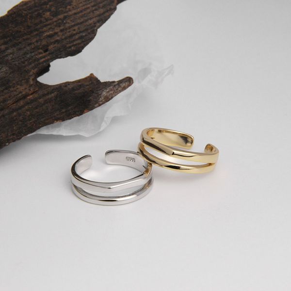 silvology 925 sterling silver double layer asymmetry rings for women elegant line glossy chic rings fashionable jewelry, Golden;silver
silvology 925 sterling silver double layer asymmetry rings for women elegant line glossy chic rings fashionable jewelry, Golden;silver