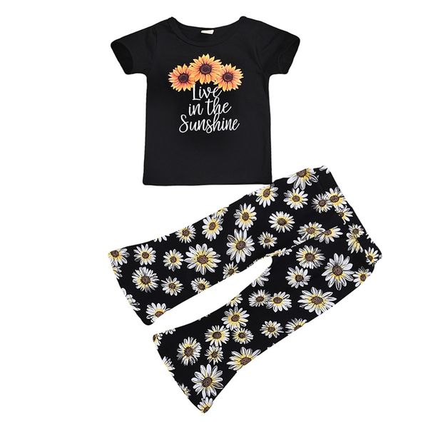 2019 puseky 2pcs/set kids girls sunflower letter print summer casual t-shirt + flare trousers pants suit stylish clothes set, White
2019 puseky 2pcs/set kids girls sunflower letter print summer casual t-shirt + flare trousers pants suit stylish clothes set, White