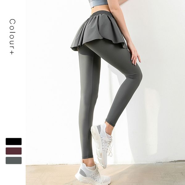 women's sports lady suit nine-minute pants skirt two-piece high-waist elasticity fitness fast-dry running gymnasium, Black
women's sports lady suit nine-minute pants skirt two-piece high-waist elasticity fitness fast-dry running gymnasium, Black