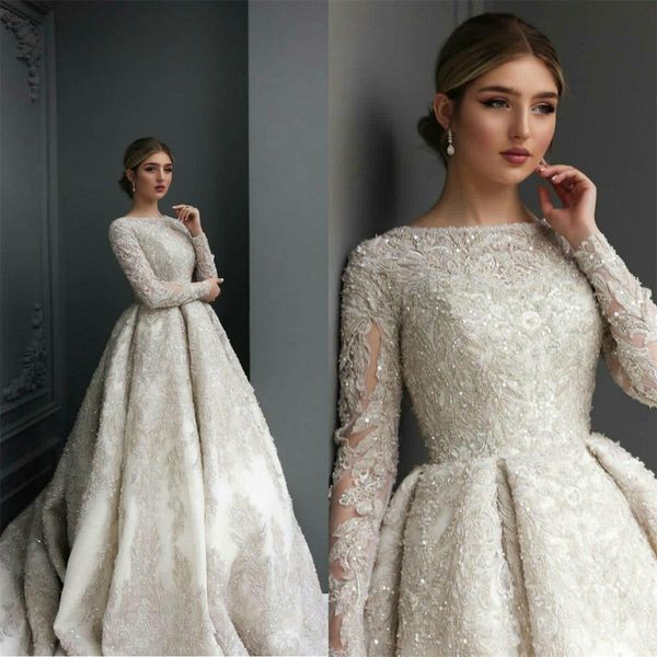 2020 arabic aso ebi wedding dresses lace appliques long sleeve sequined bridal wedding gowns vintage vestido de novia, White
2020 arabic aso ebi wedding dresses lace appliques long sleeve sequined bridal wedding gowns vintage vestido de novia, White