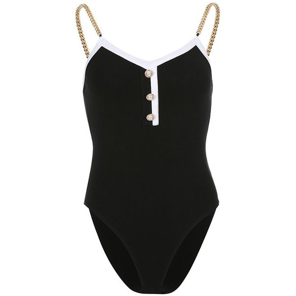 women fashion v neck sleeveless contrast chain strap patchwork color chian above knee summer bodysuit casual, Black;white
women fashion v neck sleeveless contrast chain strap patchwork color chian above knee summer bodysuit casual, Black;white