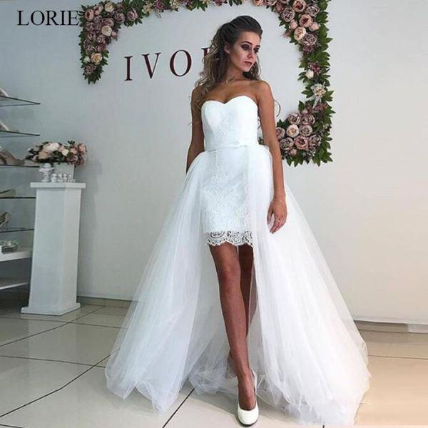 custom made hi-lo strapless lace wedding dresses with sash sweetheart neck sweep train beach wedding bridal gowns 203, White
custom made hi-lo strapless lace wedding dresses with sash sweetheart neck sweep train beach wedding bridal gowns 203, White