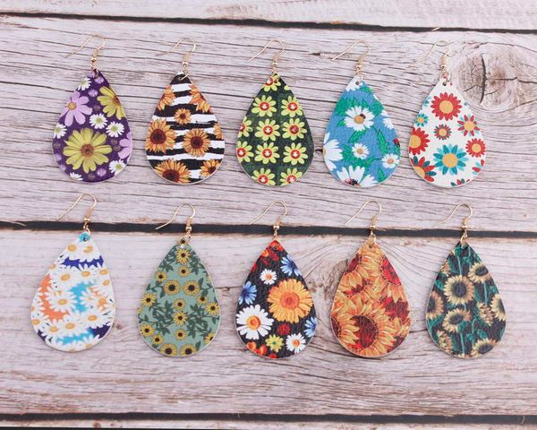 selling sunflower & daisy floral print teardrop shape pu leather earrings for women 2020 spring summer fashion jewelry accessories, Silver
selling sunflower & daisy floral print teardrop shape pu leather earrings for women 2020 spring summer fashion jewelry accessories, Silver