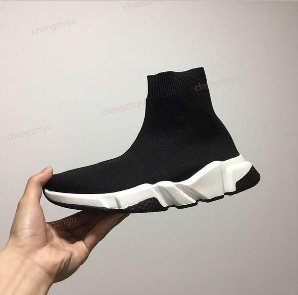 2019 new paris speed trainers knit sock shoe original designer mens womens sneakers high casual shoes with box, Black 
2019 new paris speed trainers knit sock shoe original designer mens womens sneakers high casual shoes with box, Black