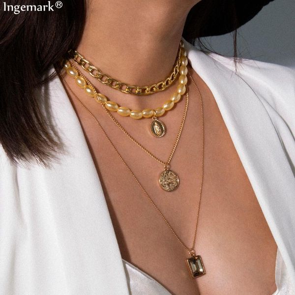 gothic baroque pearl crystal choker necklace collier statement punk multi layered virgin mary coin pendant chain necklace women, Silver
gothic baroque pearl crystal choker necklace collier statement punk multi layered virgin mary coin pendant chain necklace women, Silver