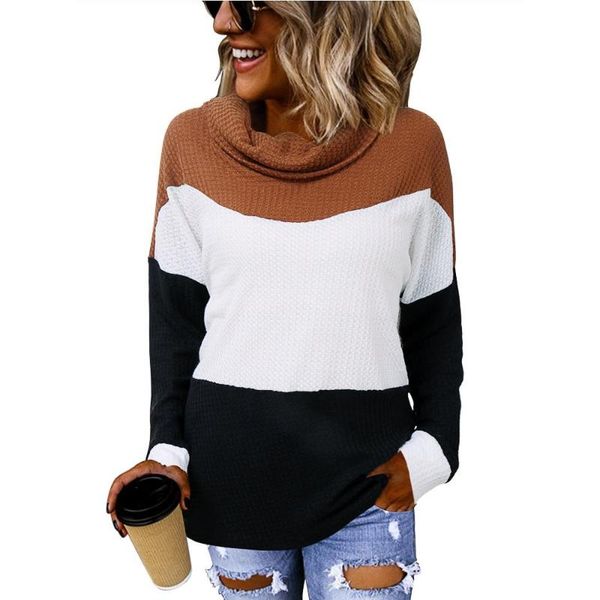 elegant knitted long sleeve stitching sweater women autumn winter patchwork pullovers jumper casual turtle loose sweater, White;black
elegant knitted long sleeve stitching sweater women autumn winter patchwork pullovers jumper casual turtle loose sweater, White;black
