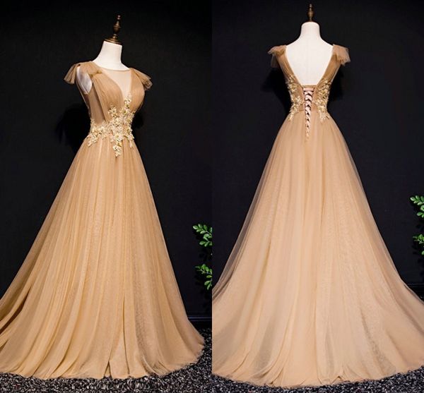 champagne tulle dresses evening wear juliet cap sleeves embroidery beaded crystal pleated empire waist prom dress formal elegant party gowns, Black;red
champagne tulle dresses evening wear juliet cap sleeves embroidery beaded crystal pleated empire waist prom dress formal elegant party gowns, Black;red