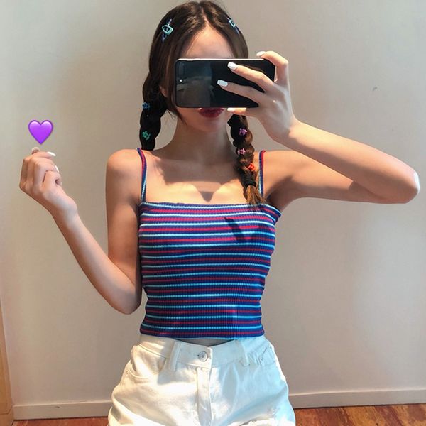 women summer square collar fashion striped camisole casual sleeveless crop women camis mujer verano 2019, White
women summer square collar fashion striped camisole casual sleeveless crop women camis mujer verano 2019, White