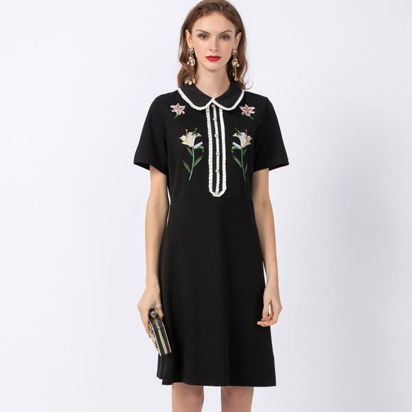 red roosarosee designer women spring summer 2020 floral embroidery short sleeve dress party lady dresses fashion black vestidos, Black;gray
red roosarosee designer women spring summer 2020 floral embroidery short sleeve dress party lady dresses fashion black vestidos, Black;gray