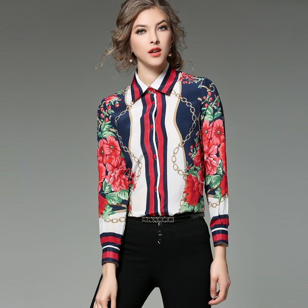2019 summer women blouses vintage printed long sleeve chain floral printing casual shirt blusas blous, White
2019 summer women blouses vintage printed long sleeve chain floral printing casual shirt blusas blous, White