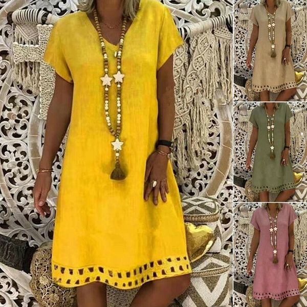 nuevo vestido de manga corta para mujer, vestido liso con cuello en v, de verano, de algodón, lino, caftán informal, maxi sueltos, Black;gray
nuevo vestido de manga corta para mujer, vestido liso con cuello en v, de verano, de algodón, lino, caftán informal, maxi sueltos, Black;gray