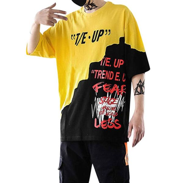 mens summer streetwear casual hip-hop print letters t-shirt pullover printed letter patchwork t-shirt camiseta de hombre, White;black
mens summer streetwear casual hip-hop print letters t-shirt pullover printed letter patchwork t-shirt camiseta de hombre, White;black