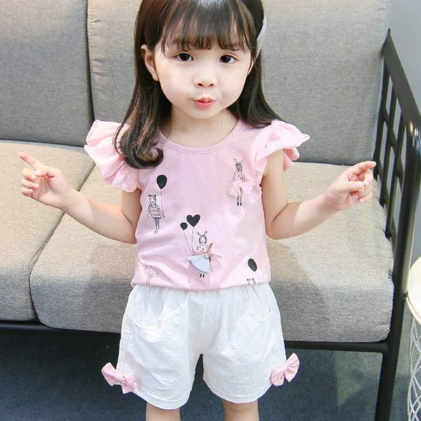 baby clothes summer children kids girls casual cartoon pattern flare sleeve t-shirt+shorts suits costume 2pcs set, White
baby clothes summer children kids girls casual cartoon pattern flare sleeve t-shirt+shorts suits costume 2pcs set, White