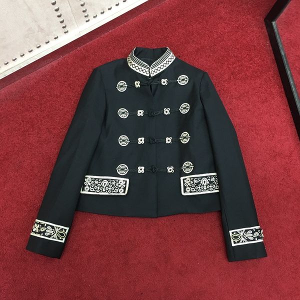 2019 spring autumn women's embroidered jackets chic vintage stand collar jackets coat a261, Black;brown
2019 spring autumn women's embroidered jackets chic vintage stand collar jackets coat a261, Black;brown