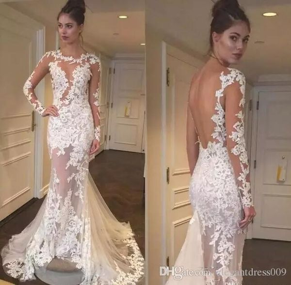 full lace mermaid wedding dresses jewel applique sheer neck tulle long illusion sleeves backless sweep train wedding bridal gowns custom, White
full lace mermaid wedding dresses jewel applique sheer neck tulle long illusion sleeves backless sweep train wedding bridal gowns custom, White