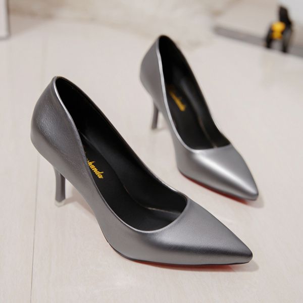 new korean version of pointed high heels fashion wild comfortable high heels heel work shoes, Black