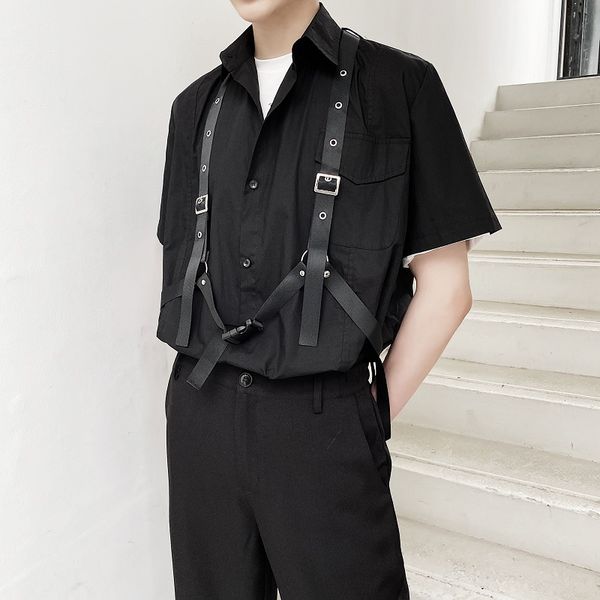 men's casual shirts male women hip hop couple shirt men bandage harajuku style streetwear loose short sleeve, White;black
men's casual shirts male women hip hop couple shirt men bandage harajuku style streetwear loose short sleeve, White;black