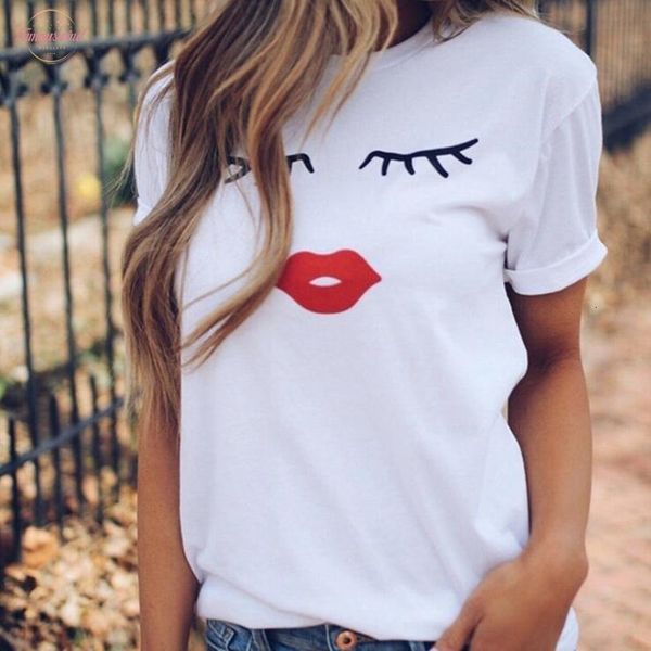 pretty and cute eye lashes red lips print women t shirt summer casual short sleeve o neck t shirt ladies, White
pretty and cute eye lashes red lips print women t shirt summer casual short sleeve o neck t shirt ladies, White