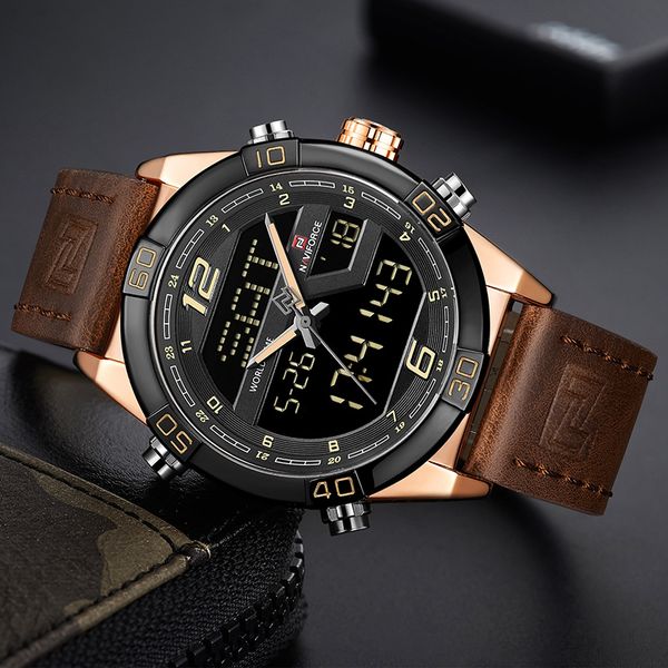 naviforce men's wrist watch digital chronograph men watch luxury leather casual quartz clock man men digital led, Slivery;brown
naviforce men's wrist watch digital chronograph men watch luxury leather casual quartz clock man men digital led, Slivery;brown