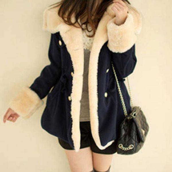 korean style feminine coat winter woolen coat women outwear long sleeve lapel thicker coat double-breasted woolen keep warm, Black
korean style feminine coat winter woolen coat women outwear long sleeve lapel thicker coat double-breasted woolen keep warm, Black