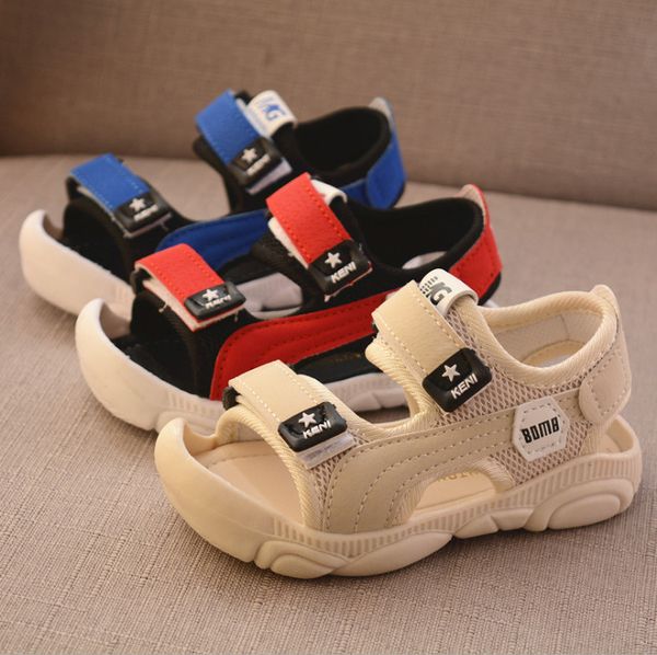 mexemina summer 2020 new children's shoes boys soft bottom beach shoes male baby baotou anti-kick children's sandals t200604, Black;red