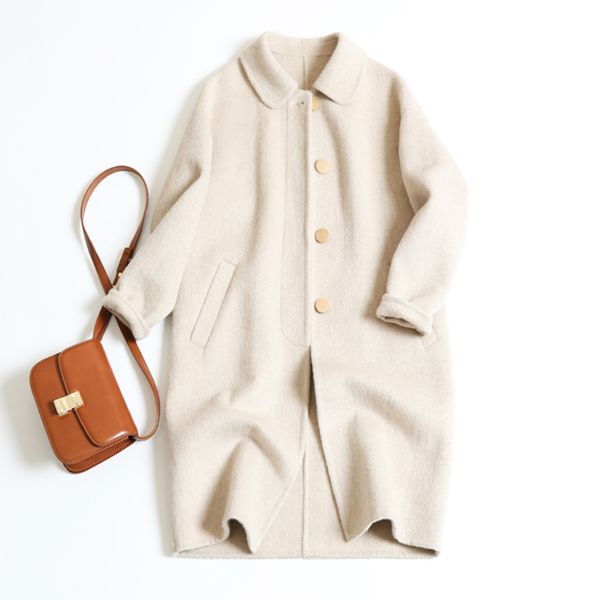 the spring of 2019 the new 100% wool coat cashmere coat female in long al mighty popular doll cloth collar, Black
the spring of 2019 the new 100% wool coat cashmere coat female in long al mighty popular doll cloth collar, Black