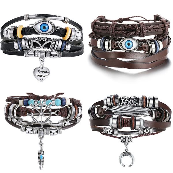 17km fashion heart eye leaf leather charm bracelets set for men new design wristband multiple bracelet bangles party jewelry, Golden;silver
17km fashion heart eye leaf leather charm bracelets set for men new design wristband multiple bracelet bangles party jewelry, Golden;silver
