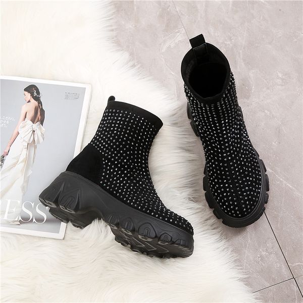 bonjean women's winter boots rhinestone women platform boot 2019 fashion stretch warm thick sole ladies chunky shoes big size, Black
bonjean women's winter boots rhinestone women platform boot 2019 fashion stretch warm thick sole ladies chunky shoes big size, Black