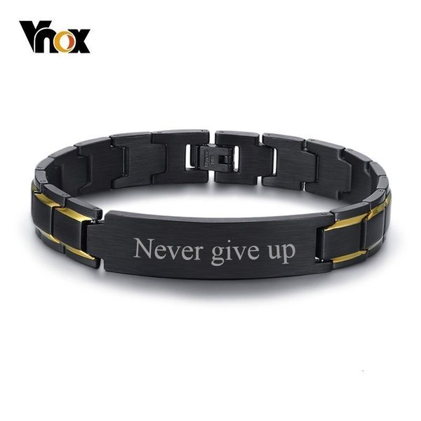 vnox customize engrave name words id bracelets for men black stainless steel link chain custom male jewlery gift, Golden;silver
vnox customize engrave name words id bracelets for men black stainless steel link chain custom male jewlery gift, Golden;silver