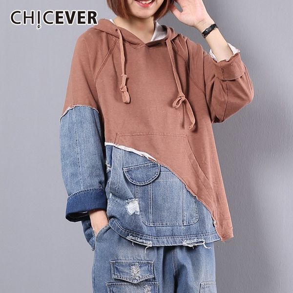 chicever patchwork denim sweatshirts for women's hoodies long sleeve loose plus sizes female autumn fashion causal clothing, Black
chicever patchwork denim sweatshirts for women's hoodies long sleeve loose plus sizes female autumn fashion causal clothing, Black