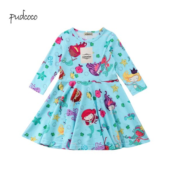 pudcoco new brand kids baby girls princess cartoon dress long sleeve party casual dress, White
pudcoco new brand kids baby girls princess cartoon dress long sleeve party casual dress, White