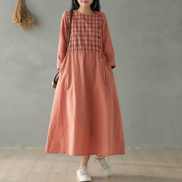 johnature vintage women clothes loose plaid ladies dress 2020 new spring o-neck pockets full sleeve concise leisure women dress, Black;gray
johnature vintage women clothes loose plaid ladies dress 2020 new spring o-neck pockets full sleeve concise leisure women dress, Black;gray