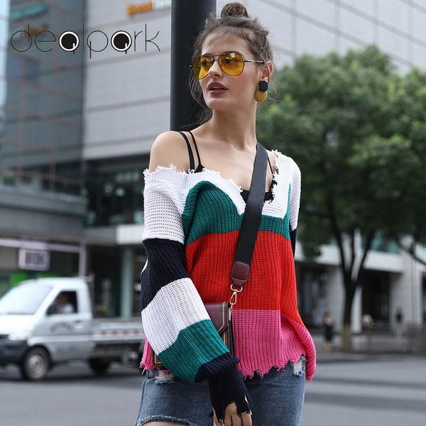 women sweaters and pullovers multi color rainbow sweater deep v neck long sleeve tassel loose christmas knitwear female jumper, White;black
women sweaters and pullovers multi color rainbow sweater deep v neck long sleeve tassel loose christmas knitwear female jumper, White;black