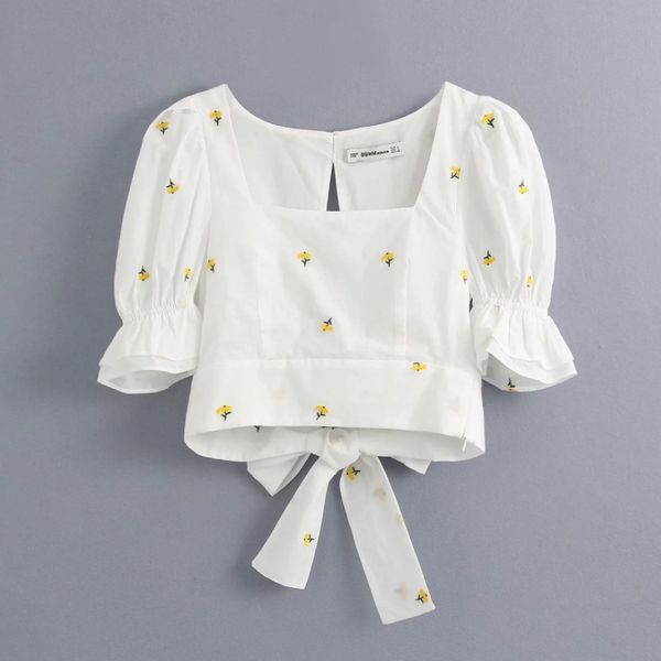 new 2020 women sweet floral embroidery casual short blouse ladies chic backless bow tied casual shirts femininas ls6516, White
new 2020 women sweet floral embroidery casual short blouse ladies chic backless bow tied casual shirts femininas ls6516, White