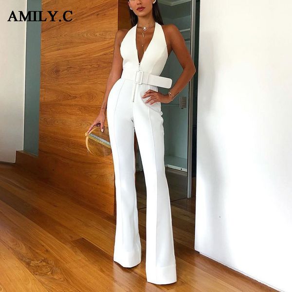 amily.c2019 autumn new women's wide legs jumpsuit celebrity club party bodycon sleeveless halter belt v-neck jumpsuit, Black;white
amily.c2019 autumn new women's wide legs jumpsuit celebrity club party bodycon sleeveless halter belt v-neck jumpsuit, Black;white
