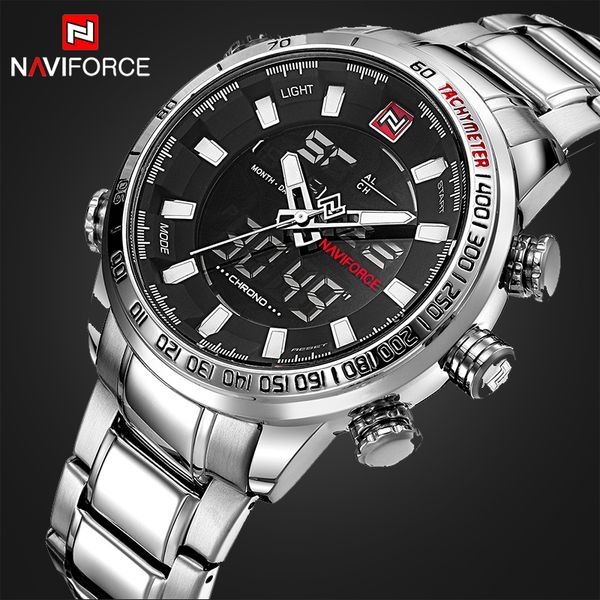 naviforce men fashion quartz watches men's waterproof sport watch male full steel led analog digital clock, Slivery;brown
naviforce men fashion quartz watches men's waterproof sport watch male full steel led analog digital clock, Slivery;brown