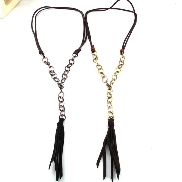 fashion bohemian jewelry leather and chain link tassel necklace for women jewelry, Silver
fashion bohemian jewelry leather and chain link tassel necklace for women jewelry, Silver
